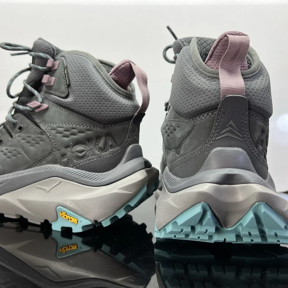 Hoka One One Kaha 2 GTX Womens Athletic Outdoor Hiking Boots Size 9 B Gray Blue